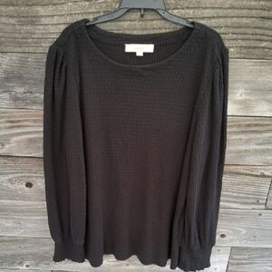 LOFT Black Textured Women's Top Size XL